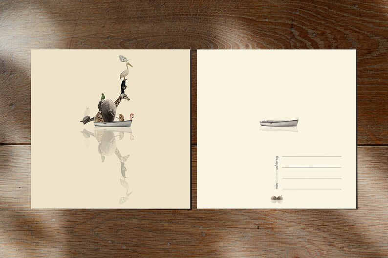 Giraffe Boat Animals Cards Journey Set of 12 postcards Illustration postcard 14,8cm x 14,8cm 5,8 x 5,8 image 8