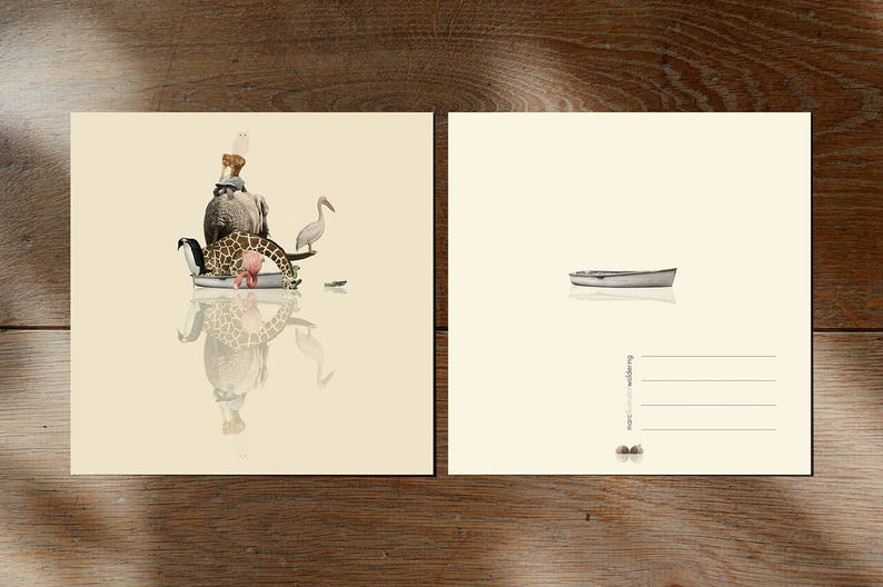 Giraffe Boat Animals Cards Journey Set of 12 postcards Illustration postcard 14,8cm x 14,8cm 5,8 x 5,8 image 7