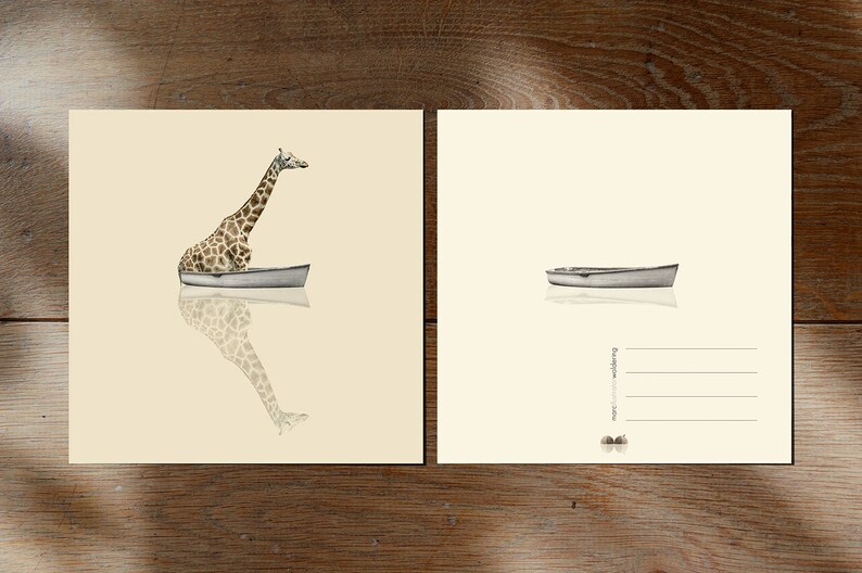 Giraffe Boat Animals Cards Journey Set of 12 postcards Illustration postcard 14,8cm x 14,8cm 5,8 x 5,8 image 2