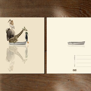 Giraffe Boat Animals Cards Journey Set of 12 postcards Illustration postcard 14,8cm x 14,8cm 5,8 x 5,8 image 6