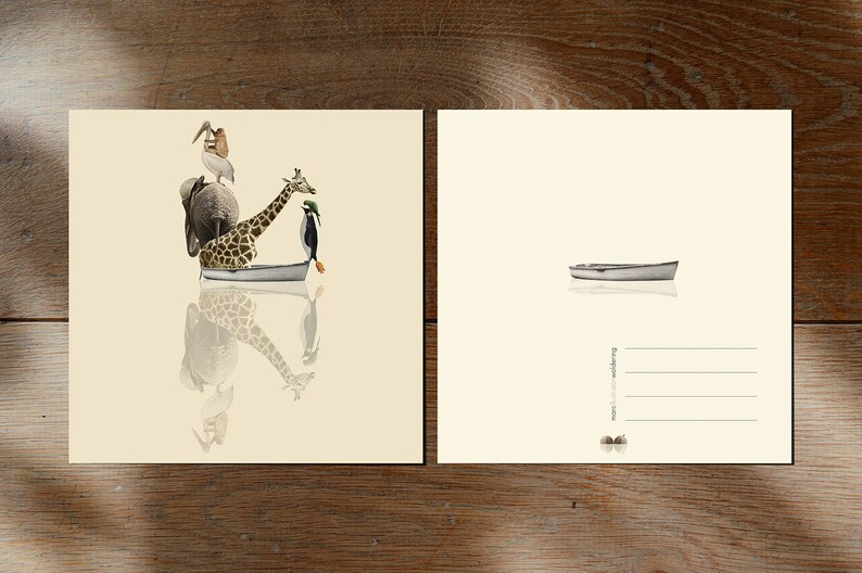 Giraffe Boat Animals Cards Journey Set of 12 postcards Illustration postcard 14,8cm x 14,8cm 5,8 x 5,8 image 6