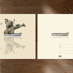 Giraffe Boat Animals Cards Journey Set of 12 postcards Illustration postcard 14,8cm x 14,8cm 5,8 x 5,8 image 5