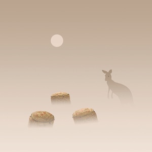 Känguru mit Stühlen-Illustration Postkarte 14,8cm x 14,8cm/print 20cm x 20cm (7,9 "x 7,9")/print 30cm x 30cm (11,8 "x 11,8")