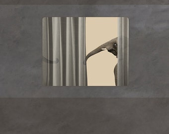 Elephant | print | postcard-Train window elephant - postcard 14,8cm x 14,8cm / print 20cm x 20cm (7,9" x 7,9") / 30cm x 30cm (11,8" x 11,8")