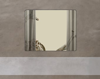 Giraffe | print | postcard-Train window giraffe - postcard 14,8cm x 14,8cm / print 20cm x 20cm (7,9" x 7,9") / 30cm x 30cm (11,8" x 11,8")