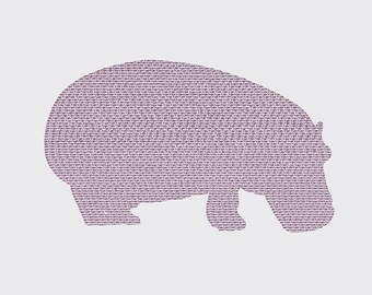 Silhouette of a hippo - Illustration postcard 14,8cm x 14,8cm / print 20cm x 20cm (7,9" x 7,9") / print 30cm x 30cm (11,8" x 11,8")