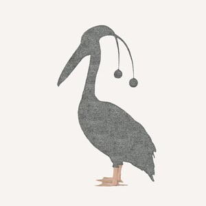 Uccello assonnato - Pellicano - Cartolina illustrativa 14,8cm x 14,8cm (5,8" x 5,8") / stampa 20cm x 20cm (7,9" x 7,9")