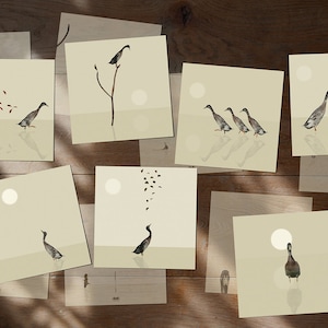 Läufer Ente Animal Cards - Set von 7 Postkarten - Illustrationspostkarte 14,8 cm x 14,8 cm (5,8" x 5,8")