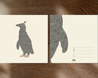 Sleepy bird - Penguin - Illustration postcard 14,8cm x 14,8cm (5,8" x 5,8") / print 20cm x 20cm (7,9" x 7,9")