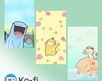 Phone Wallpapers: Quagsire, Psyduck & Meowth