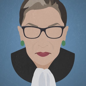 Estampa minimalista inspirada em Ruth Bader Ginsgurg