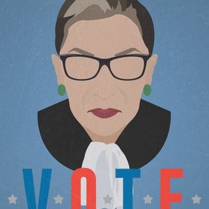 Estampa minimalista inspirada em Ruth Bader Ginsgurg