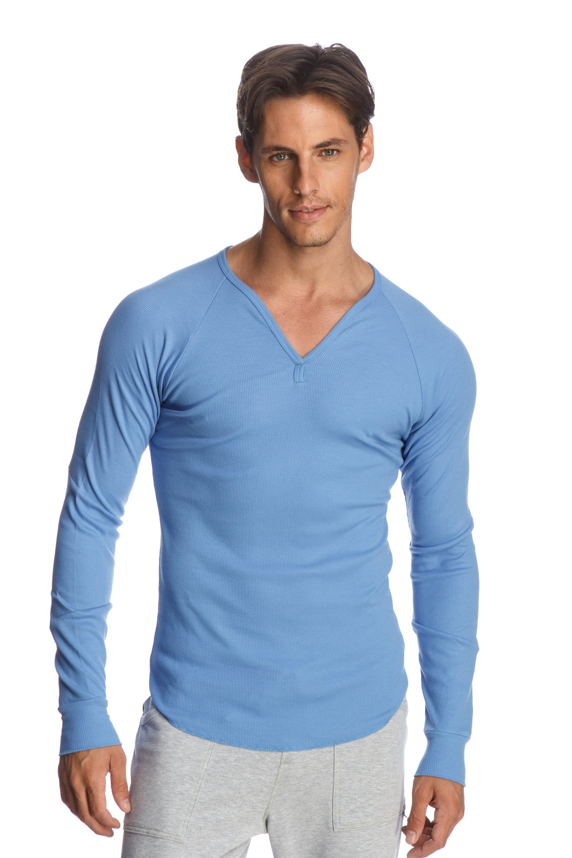 Thermal Undershirt for Men Mock Turtleneck(Marled Blue,S) at