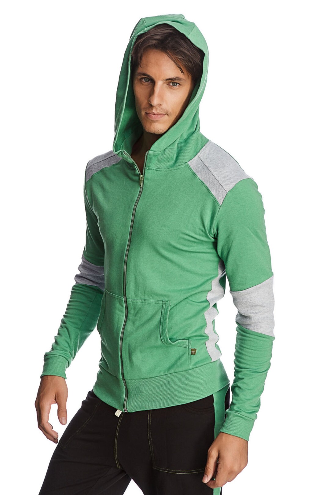 Form-fit Crossover Yoga Track Performance Hoodie (Eggplant & Black)