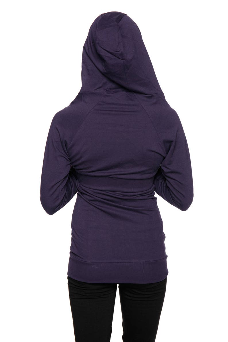 Women's Long Body Hoodie Top (Solid Berry) main image 1