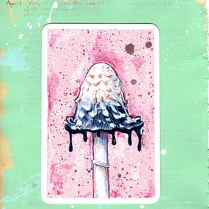 Shaggy Ink Cap-paddenstoelkaartprint