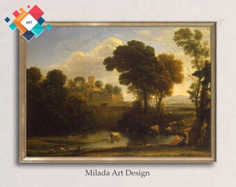 Landscape Painting Print, Antique Spanish Oil Painting, Baroque Print, PRINTABLE Wall Art DIGITAL L-33