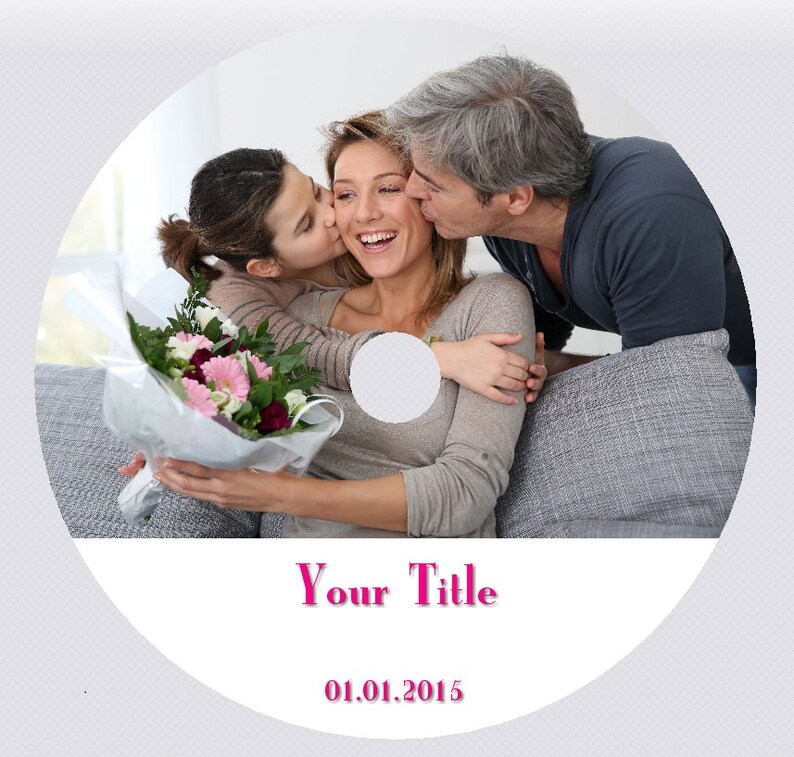 Custom DVD CD disc design. Direct printing Your image & Text on top of the Disc. Stickers available. Wedding, Gift, Birthday, Music label image 2