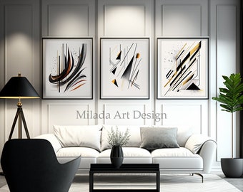 Gallery wall art set | Lines and Shapes Abstract prints | Modern Downloadable Wall Art | LS-1
