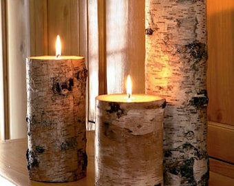 White birch candle holders,candle holders,log candle holders,rustic candle holders,pallet wood candle holders,set of 3