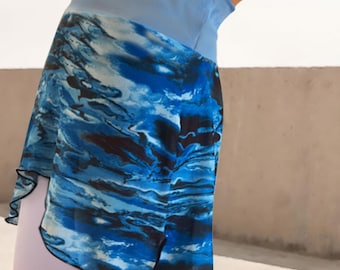Saia leve para sobreposição com efeito de malha azul-marinho Audrey
