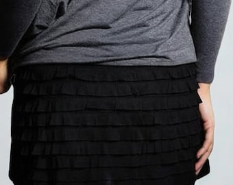 Black Ruffle Lauren Booty Shawl: Layering Skirt, Shirt Extender