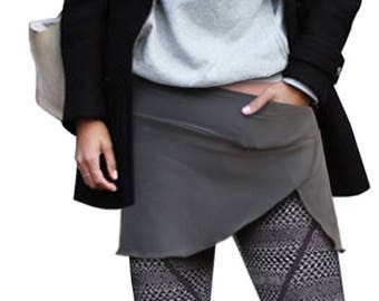 layering skirt leggings, shirt extender NEW FABRIC: Isabella in Olive Ponte Booty Shawl yoga pants festival skirt yoga skirt