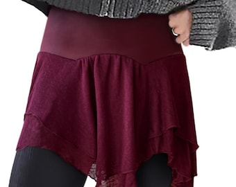 Cha Cha Beet Web Booty Shawl, Burgundy Layering Skirt, Shirt Extender
