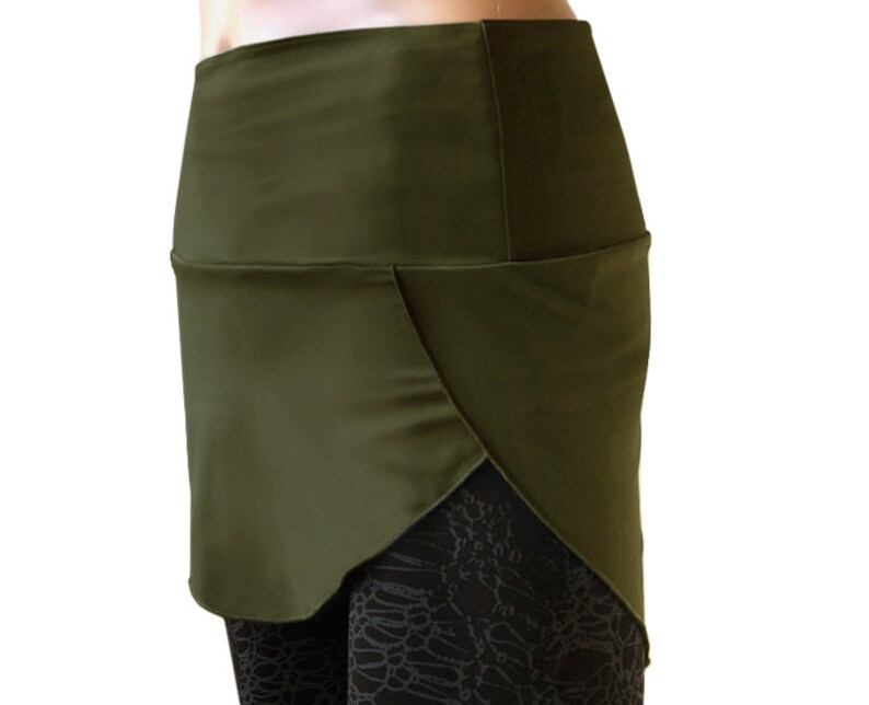 layering skirt leggings, shirt extender NEW FABRIC: Isabella in Olive Ponte Booty Shawl yoga pants festival skirt yoga skirt