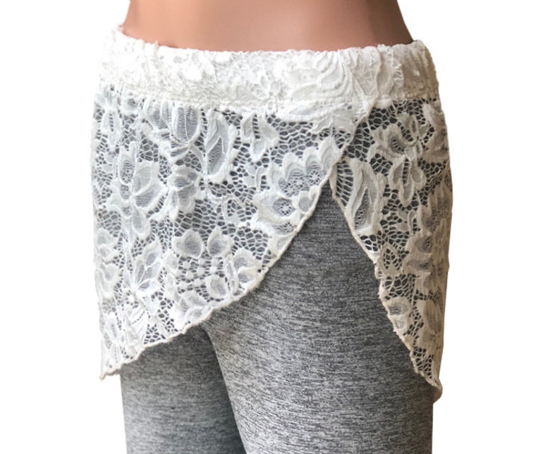 Ivory Lace Stella Booty Shawl, shirt extender, layering skirt, yoga pants, yoga skirt, festival skirt, image 4