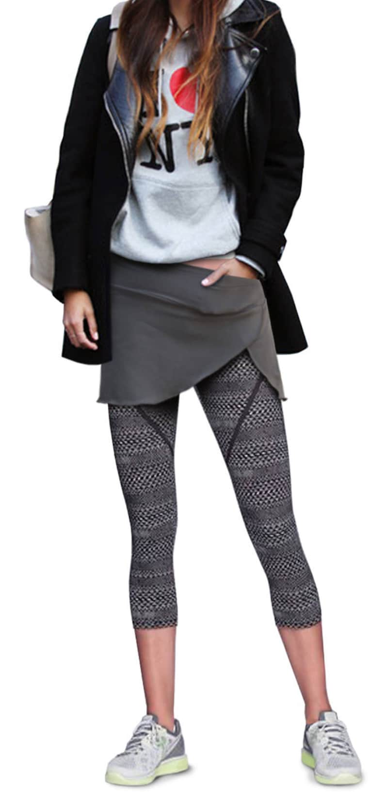 Pepper Gray Lauren Booty Shawl, shirt extender, layering skirt with pocket, festival skirt, yoga skirt, pixie skirt, leggings, yoga pants image 1