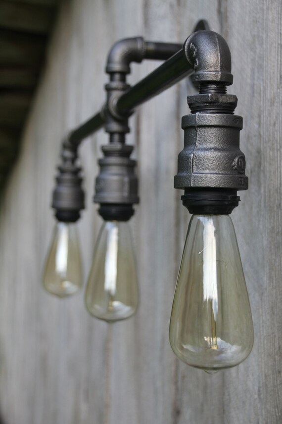 Triple Light Industrial Wall Or Ceiling Pipe Sconce 3 Image 0