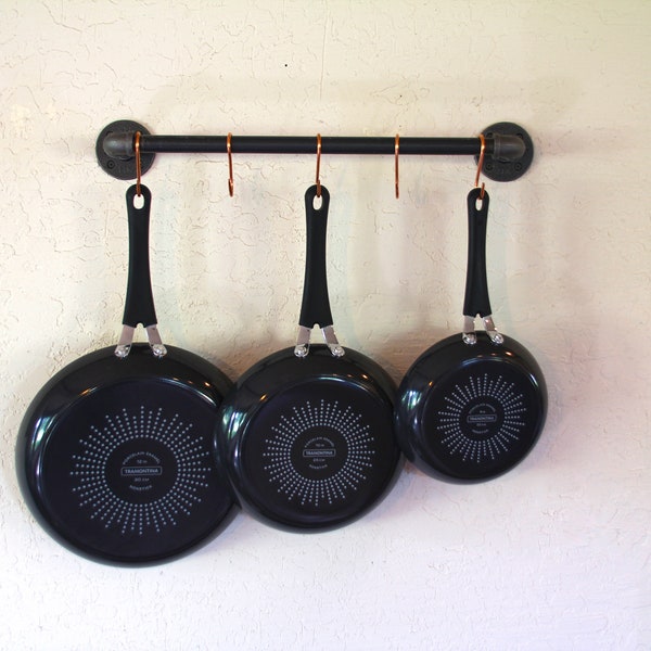 24" Kitchen Pipe Pot Rack Holder - Rustic Cottage Style