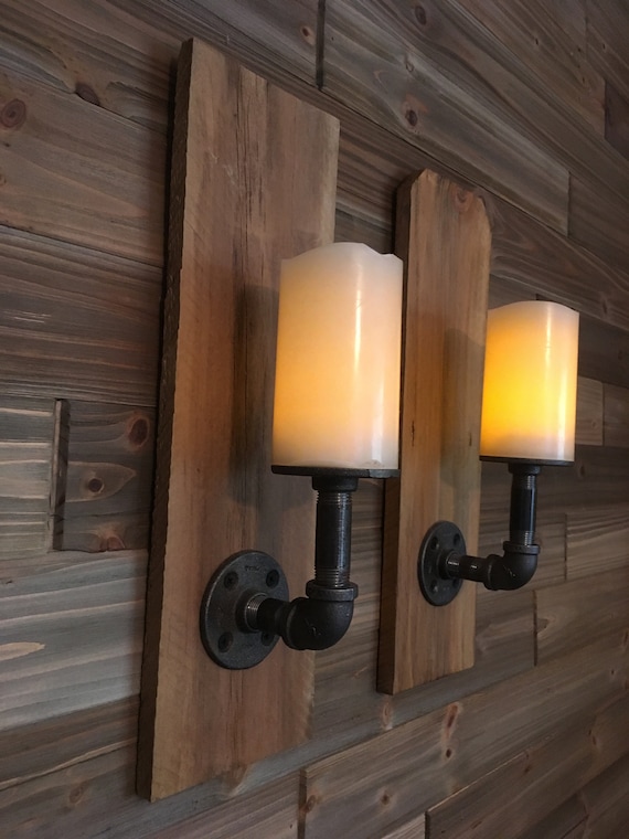Rustic wood sale wall sconces