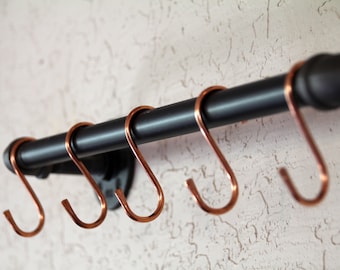 Medium Copper S hooks for Pot Rack, Hanging hooks for kitchen, handmade 1" X 3.25"