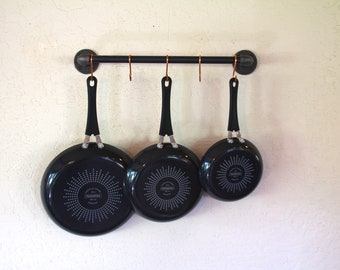 18" Kitchen Pipe Pot Rack Holder - Rustic Cottage Chic style