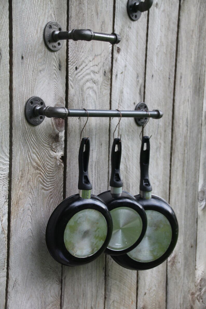24 Kitchen Pipe Pot Rack Holder Rustic Cottage Style Etsy