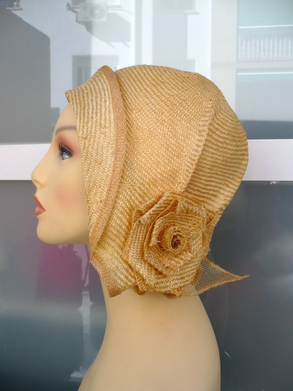 1930s Style Hats | Buy 30s Ladies Hats Summer cloche hat Summer hat 20s hat Sun hat Retro hat 20s style hat Vintage hat Handmade hat Wedding hat Event hat By size hat $132.58 AT vintagedancer.com