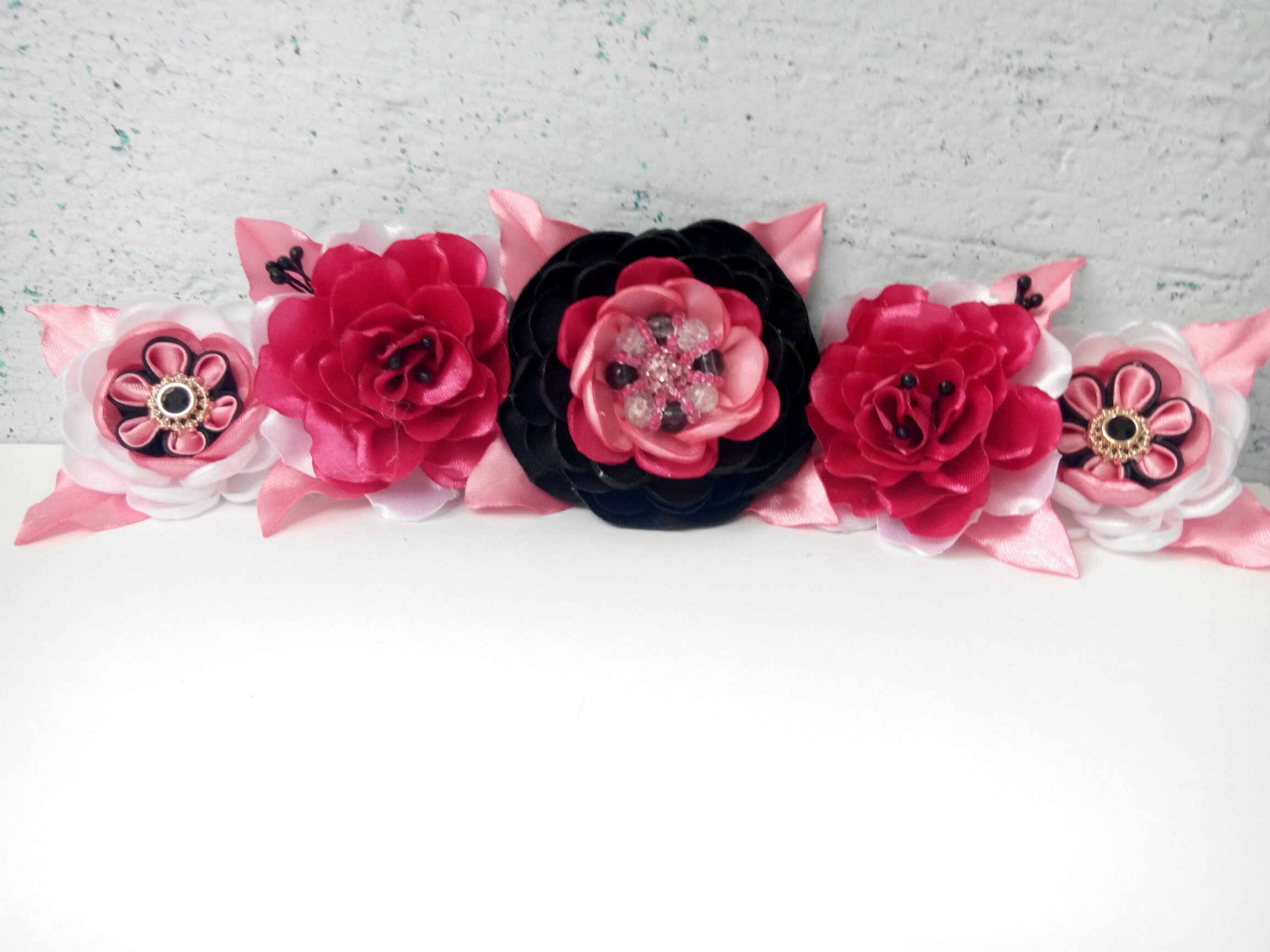 Pink Black Maternity sash belt/Blush flower girl sash/Flower Etsy