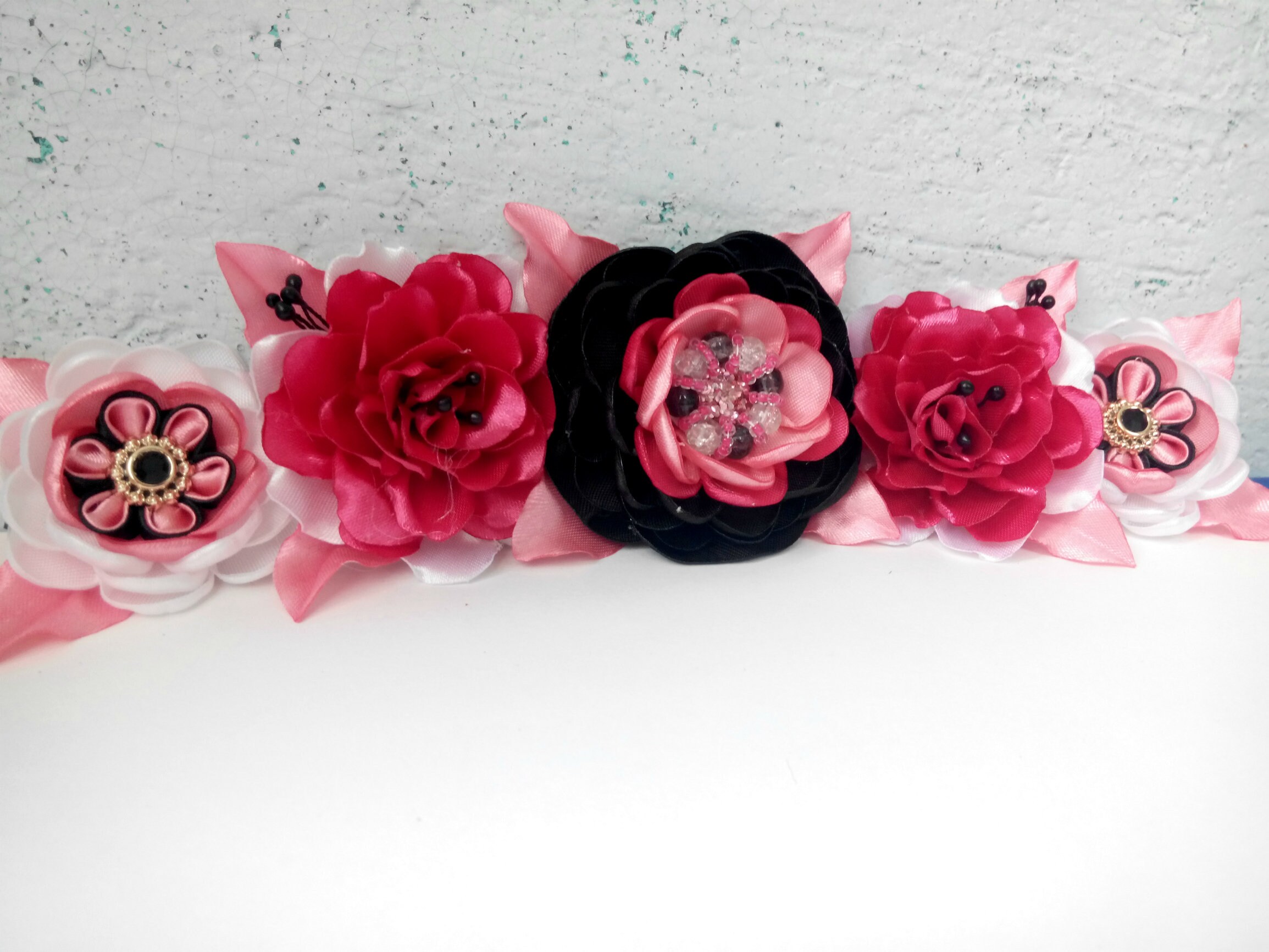 Pink Black Maternity sash belt/Blush flower girl sash/Flower Etsy