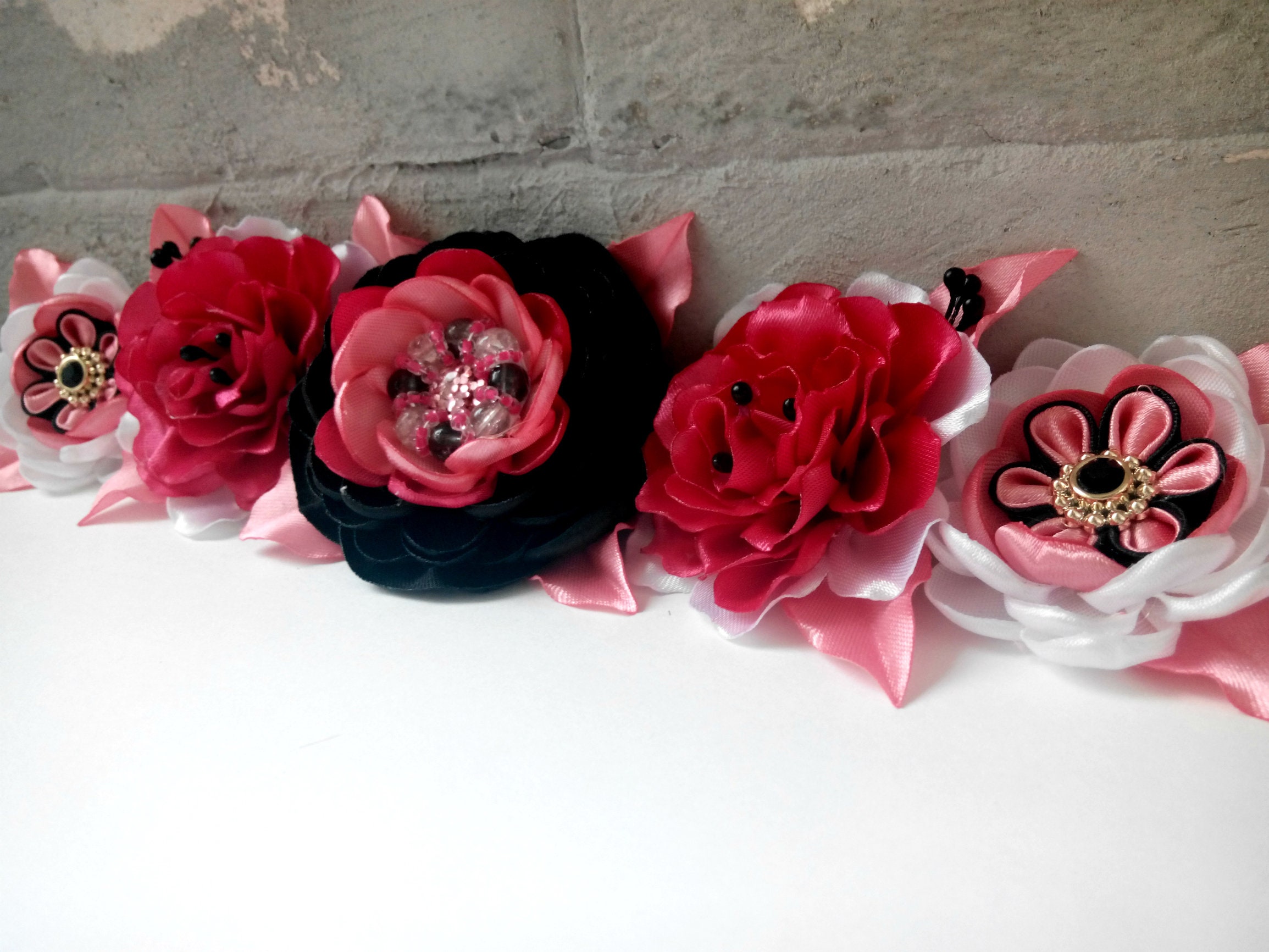 Pink Black Maternity sash belt/Blush flower girl sash/Flower Etsy