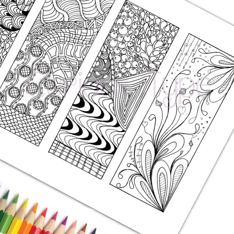 bookmarks zentangle inspired zendoodle coloring