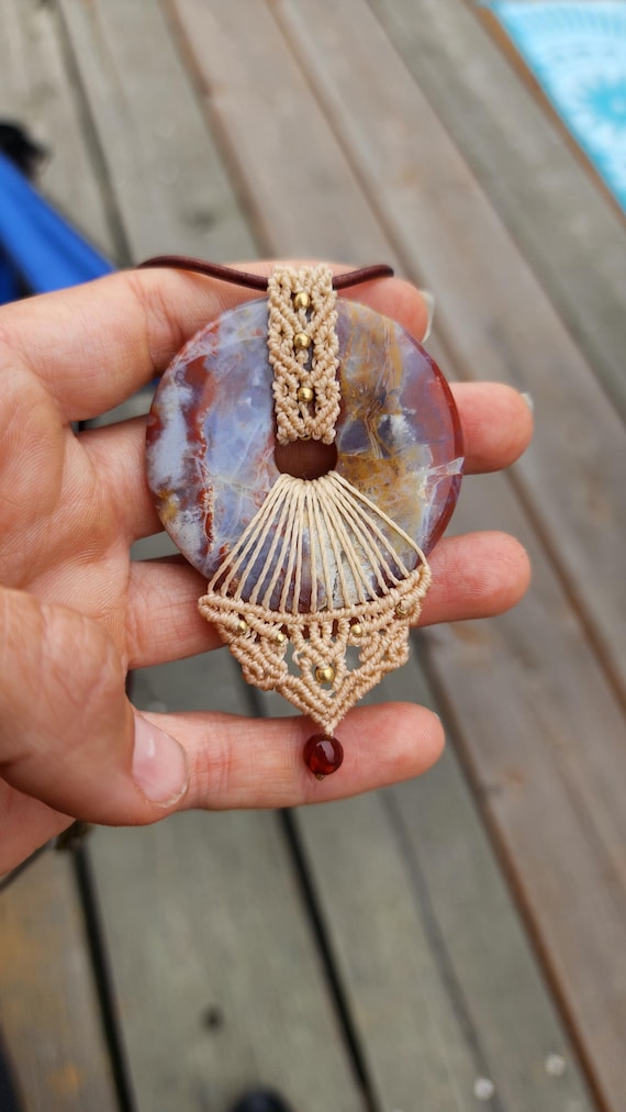 Jasper micro macrame stone necklace