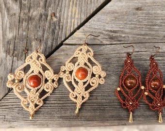 Boucles d'oreilles en micro macramé Jasper