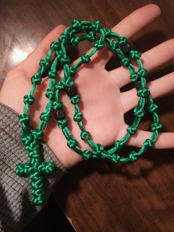 Komboskini/orthodox Prayer Rope-50 Knot Green With Black Wood | Etsy