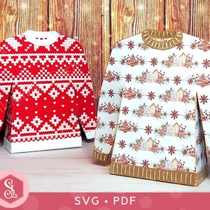 Christmas Jumper Favour Box Template: SVG and PDF (Gift Card Holder)