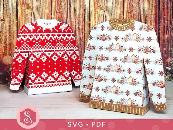 Christmas Jumper Favour Box Template: SVG and PDF (Gift Card Holder)