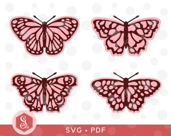 Set of 4 Butterflies for Paper Crafts. Layered Butterfly SVG Cut Files for Cricut. Printable PDF Butterflies. 3D Butterfly Home Decor