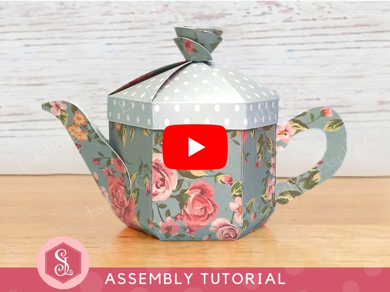 Teapot Favour Box SVG PDF Templates. Tea Party Gift Box. English Teapot Box. Cricut Silhouette Cut File. Paper Teapot. Teapot Party Favour image 4