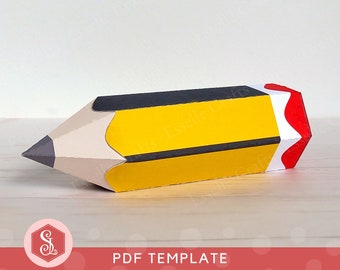 School Pencil Favour Box PDF Template, Back To School Gift Box, Paper Pencil Box, Printable Pencil Box, Graduation Box, Teacher Gift Box